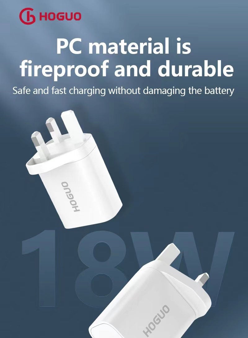 HOGUO شاحن طاقة 18 وات منفذ USB مخرج QC 3.0 أبيض - Image 4