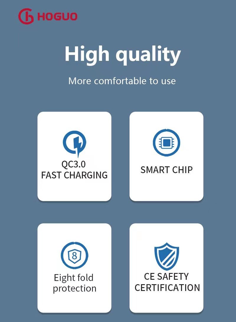 HOGUO شاحن طاقة 18 وات منفذ USB مخرج QC 3.0 أبيض - Image 5