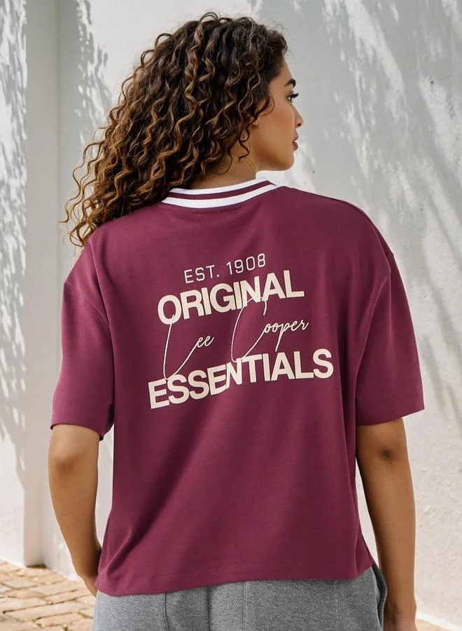 Lee Cooper Typographic Print V-neck Cotton T-shirt