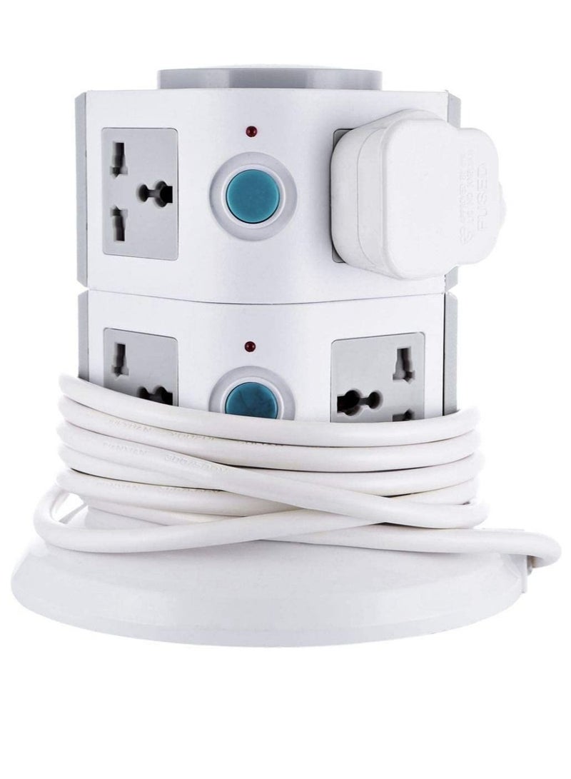 Universal Multi Socket 220V Tower Extension with USB Ports 3M Cord & UK-Plug Power Strip Multi Charging Station (2 LAYER MULTIPLUG WITH USB PORT) - Image 1