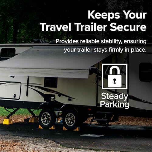 Camco Camper & RV Wheel Chock with Rope - Keeps Trailer in-Place to Safely Unhitch or Park - Compatible with Wheels Up to 26” in Diameter & Molded of Heavy-Duty Hard Plastic - 2-Pack - 44471 - Image 3