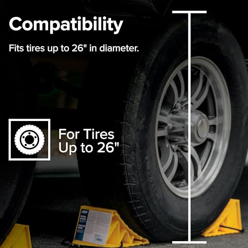 Camco Camper & RV Wheel Chock with Rope - Keeps Trailer in-Place to Safely Unhitch or Park - Compatible with Wheels Up to 26” in Diameter & Molded of Heavy-Duty Hard Plastic - 2-Pack - 44471 - Image 5