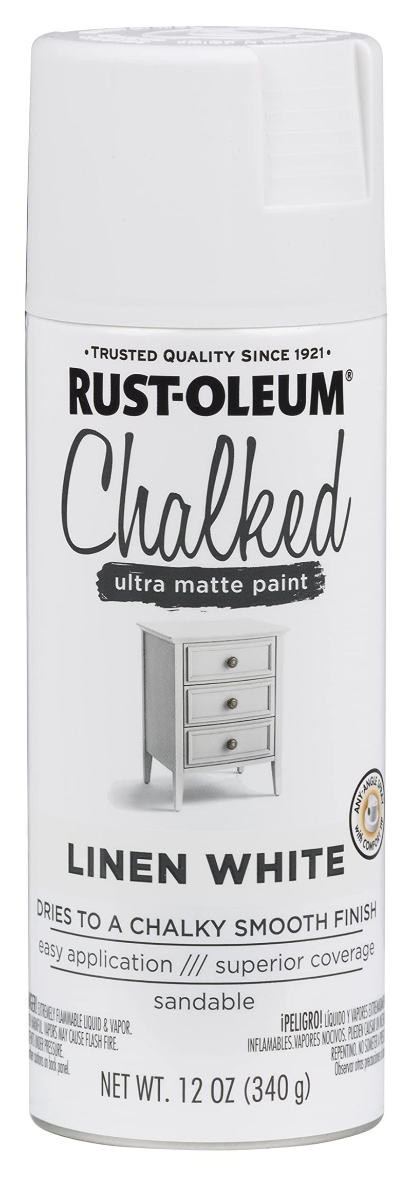 RUST-OLEUM رش طلاء رست-أوليوم 302591، 12 أونصة، أبيض كتان غير لامع، 12 أونصة (عبوة من 1) - Image 1