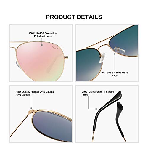 Versol Aviator Sunglasses for Men Women, Polarized Mirrored UV400 Lenses, Lightweight, Stylish & Classic for Driving & Outdoors - Image 4