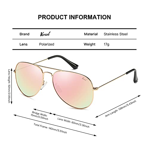 Versol Aviator Sunglasses for Men Women, Polarized Mirrored UV400 Lenses, Lightweight, Stylish & Classic for Driving & Outdoors - Image 3
