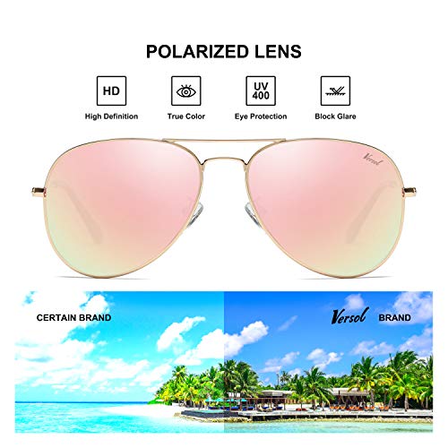 Versol Aviator Sunglasses for Men Women, Polarized Mirrored UV400 Lenses, Lightweight, Stylish & Classic for Driving & Outdoors - Image 5