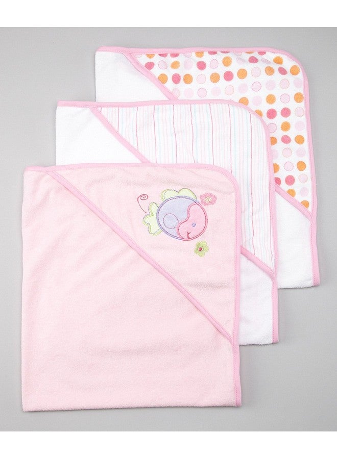 Spasilk 3 Pack Soft Terry Hooded Towel Set, Pink - Image 2