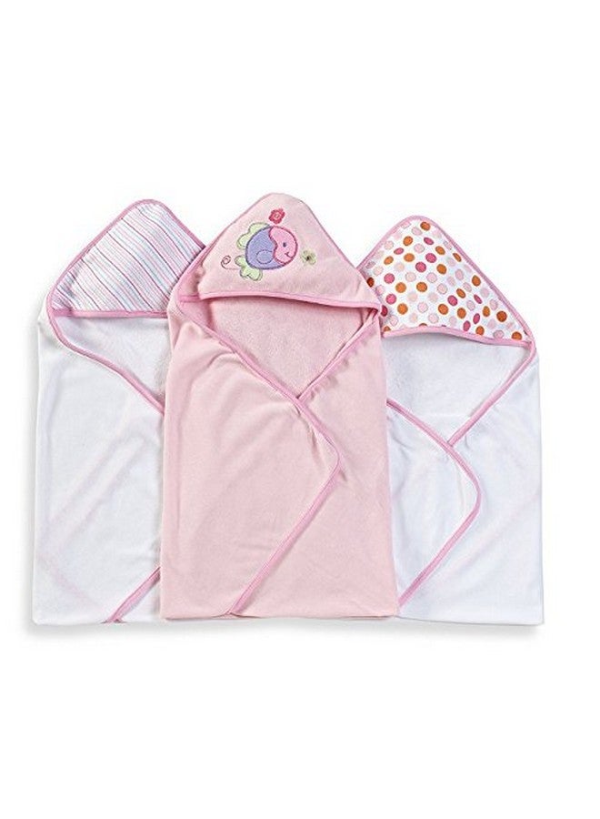 Spasilk 3 Pack Soft Terry Hooded Towel Set, Pink - Image 3