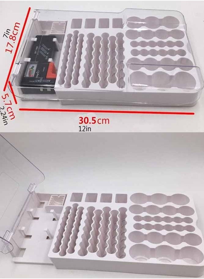 AMERTEER - Battery Storage Organizer Box With Hinged Clear Cover Case Includes Capacity Tester - Image 1