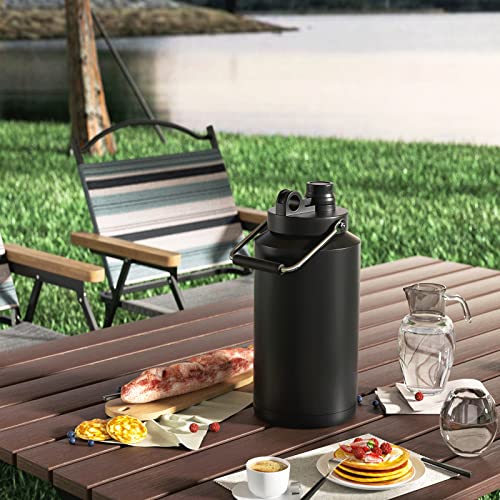 Kerilyn Insulated Jug with Handle, One Gallon, 128oz Stainless Steel, Large Double Vacuum Water Bottle for Hot & Cold Drinks, Wide Mouth, Sweat Proof, Great for Travel, Hiking & Camping, Black - Image 3