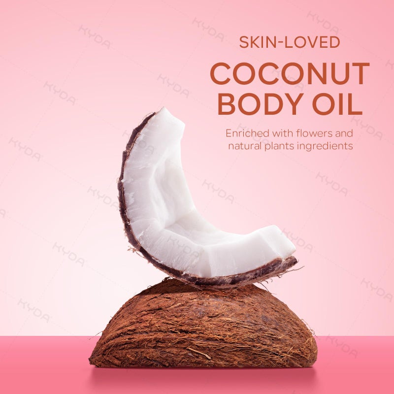 KYDA زيت الجسم KYDA للتألق، SPF 45 طيف واسع، زيت واقي للشمس مع ميكا ذهبية وردية، مرطب جوز الهند، مرطب متألق، خفيف الوزن، مقاوم للماء، 3.38 أونصة سائلة، وردي - Image 4