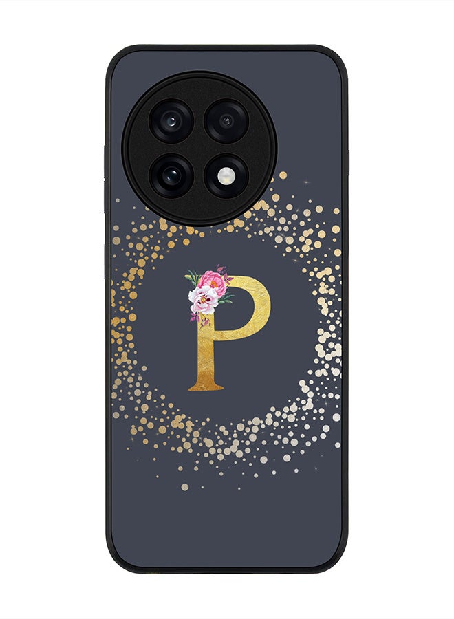 Stylizedd For OnePlus 13R / Ace 5 Pro Case,Slim fit Camera Protection, Shockproof Thin Phone cover  - Custom Monogram Floral - P  (Grey ) - Image 1
