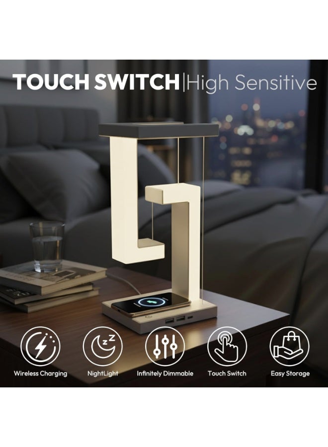 Arabayt Floating Magnetic Levitation Table Lamp with 10W Wireless Charger, Creative LED Night Light for Bedroom, Living Room & Office, Modern Home Decor Desk Lamp Gift - Image 2