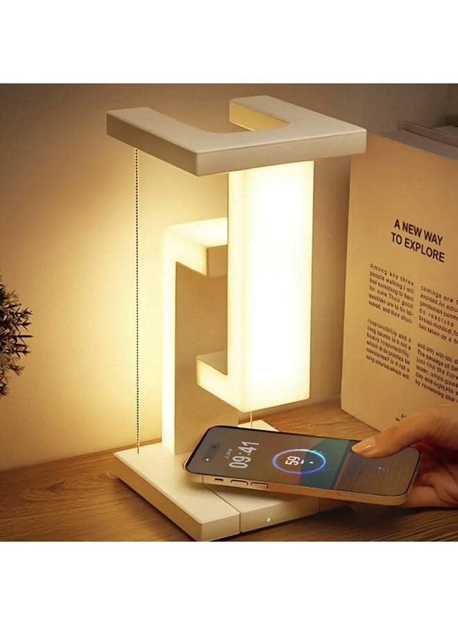 Arabayt Floating Magnetic Levitation Table Lamp with 10W Wireless Charger, Creative LED Night Light for Bedroom, Living Room & Office, Modern Home Decor Desk Lamp Gift - Image 1