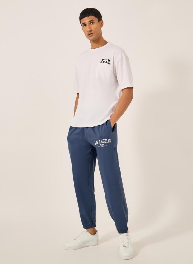 Styli Embroidered Slogan Mid Rise Relaxed Fit Joggers  - Image 2