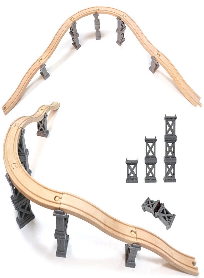 OrgMemory Wooden Train Bridges, Viaduct Bridge, Wooden Train Track Accessories, Wooden Train Track, Train Tracks Compatible with All Major Brands, Wooden Toys for Girls & Boys - Image 4