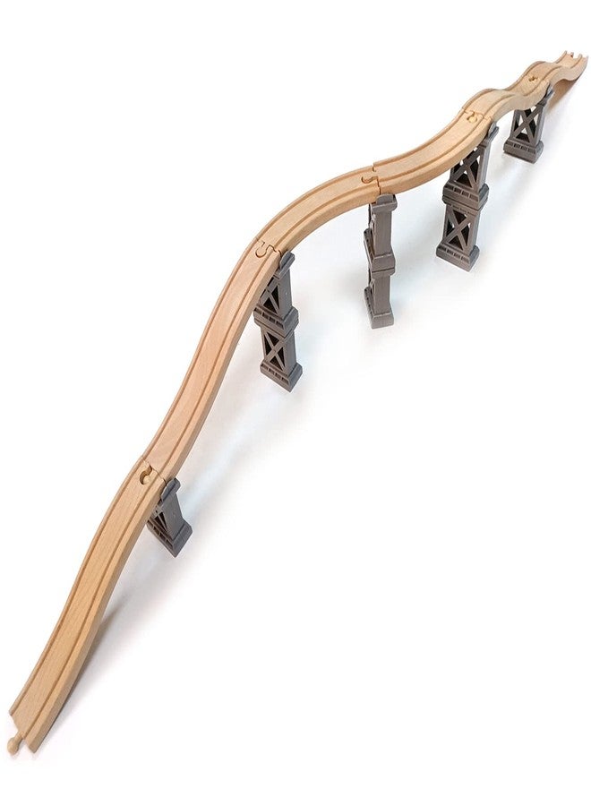 OrgMemory Wooden Train Bridges, Viaduct Bridge, Wooden Train Track Accessories, Wooden Train Track, Train Tracks Compatible with All Major Brands, Wooden Toys for Girls & Boys - Image 3