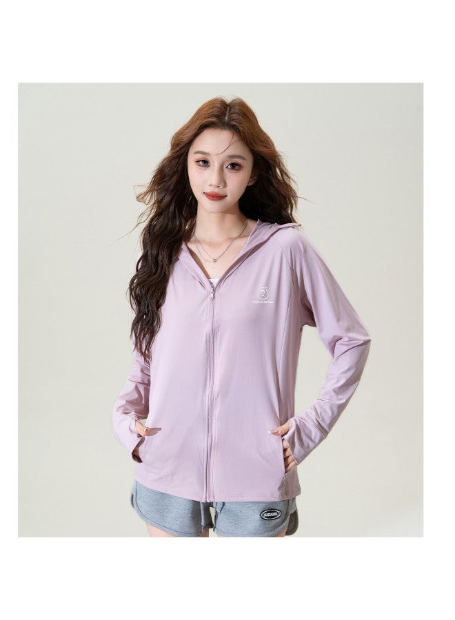Baleno Summer Outdoor Slim Fit Bear Print Uv Protection Jacket For Women, Lightweight Casual Fashion Hooded Sunscreen Coat - Image 4