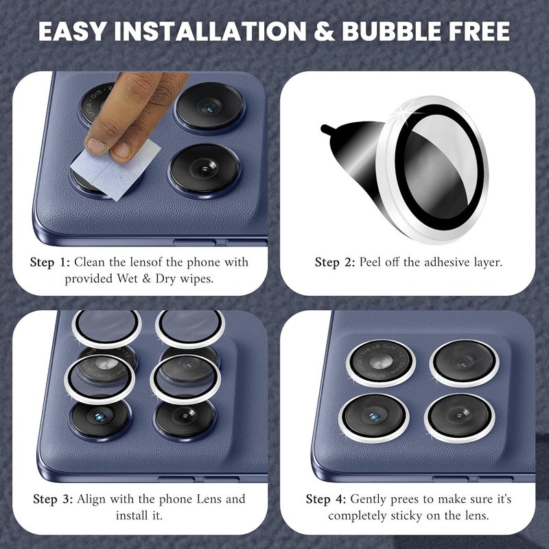 FIRST MART Camera Lens Protectors for Motorola Edge 60 Fusion (6.67 Inches) Tough HD Individual Aluminum Alloy Lens Ring Cover, Scratch Resistant, Thin Lens Protection| Silver, 1 Pack - Image 2
