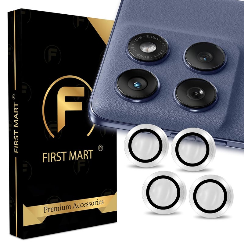 FIRST MART Camera Lens Protectors for Motorola Edge 60 Fusion (6.67 Inches) Tough HD Individual Aluminum Alloy Lens Ring Cover, Scratch Resistant, Thin Lens Protection| Silver, 1 Pack - Image 1