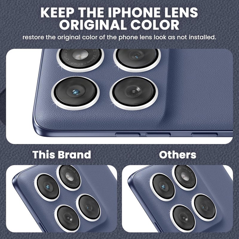 FIRST MART Camera Lens Protectors for Motorola Edge 60 Fusion (6.67 Inches) Tough HD Individual Aluminum Alloy Lens Ring Cover, Scratch Resistant, Thin Lens Protection| Silver, 1 Pack - Image 3