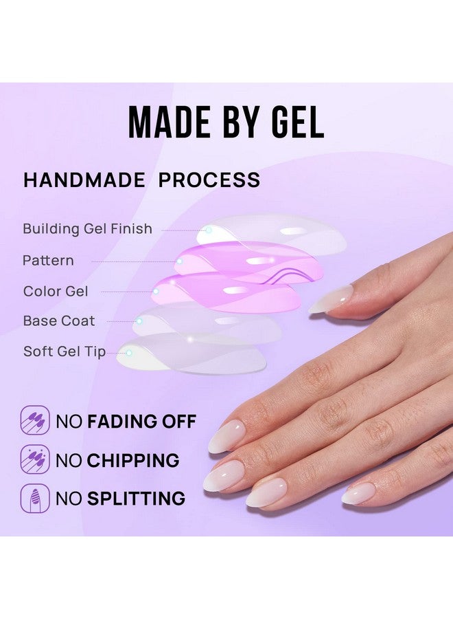 بي تي آرت بوكس أظافر BTArtbox بيضاء قصيرة قابلة للضغط - أظافر جل ناعمة قابلة للضغط بلون اللوز، غراء أبيض مع غراء أظافر، قابلة لإعادة الاستخدام، متوفرة بـ 16 مقاسًا كهدية عيد الحب، كريم باف - Image 3