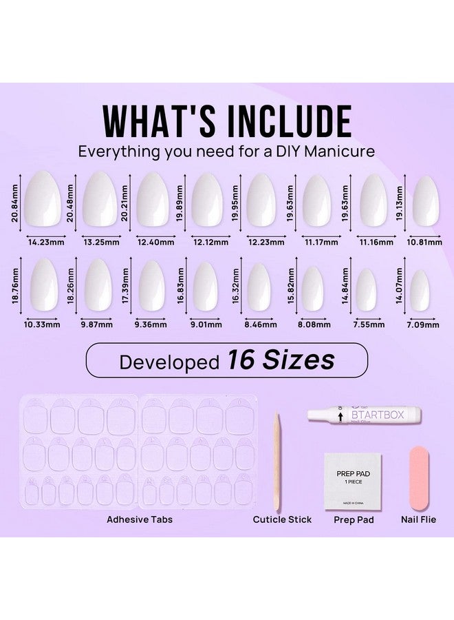 بي تي آرت بوكس أظافر BTArtbox بيضاء قصيرة قابلة للضغط - أظافر جل ناعمة قابلة للضغط بلون اللوز، غراء أبيض مع غراء أظافر، قابلة لإعادة الاستخدام، متوفرة بـ 16 مقاسًا كهدية عيد الحب، كريم باف - Image 5
