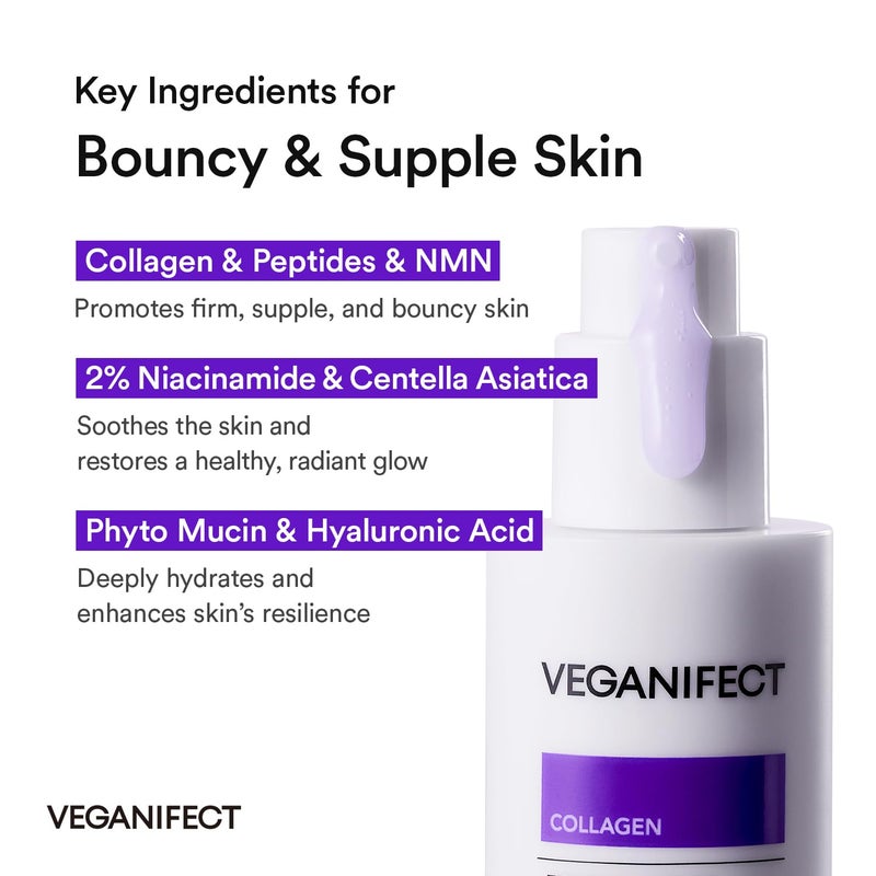 VEGANIFECT NMN Collagen Serum | Elasticity & Firm-Looking Booster with Peptides & Centella Asiatica & Hyaluronic Acid | Skin Resilience & Fine Line Care | Korean Skincare, 1.01 fl.oz - Image 5
