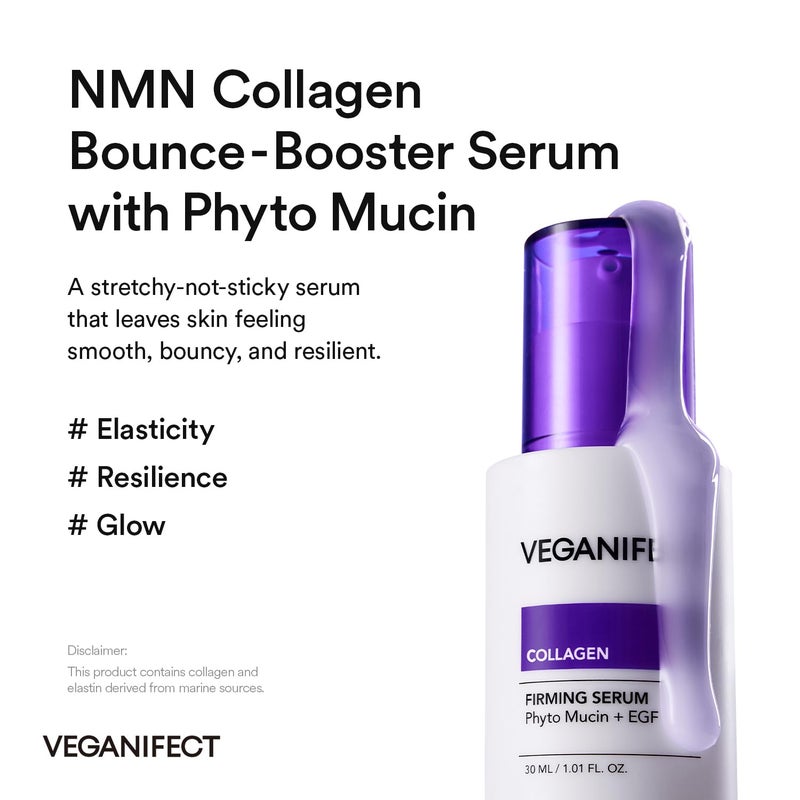 VEGANIFECT NMN Collagen Serum | Elasticity & Firm-Looking Booster with Peptides & Centella Asiatica & Hyaluronic Acid | Skin Resilience & Fine Line Care | Korean Skincare, 1.01 fl.oz - Image 3