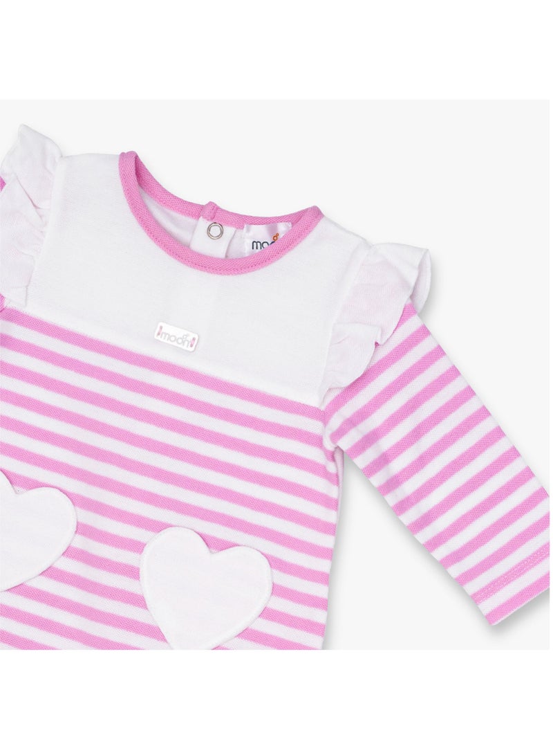 MOON 100% Cotton Sleepsuit 0-1M Pink - Pink Stripes - Image 3