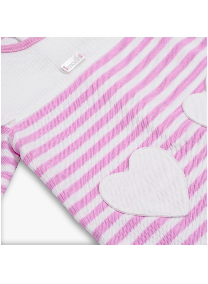 MOON 100% Cotton Sleepsuit 0-1M Pink - Pink Stripes - Image 5