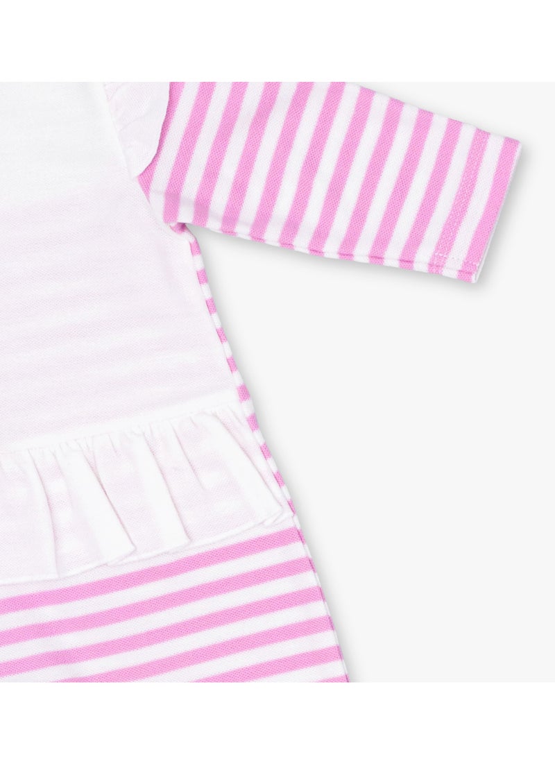 MOON 100% Cotton Sleepsuit 0-1M Pink - Pink Stripes - Image 4