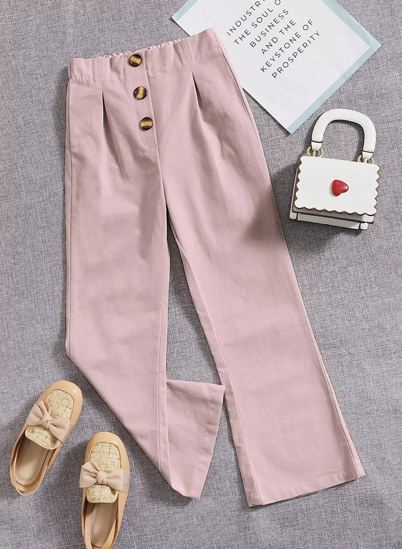Girls Elastic Waist Fold Pleated Pants  - Image 1