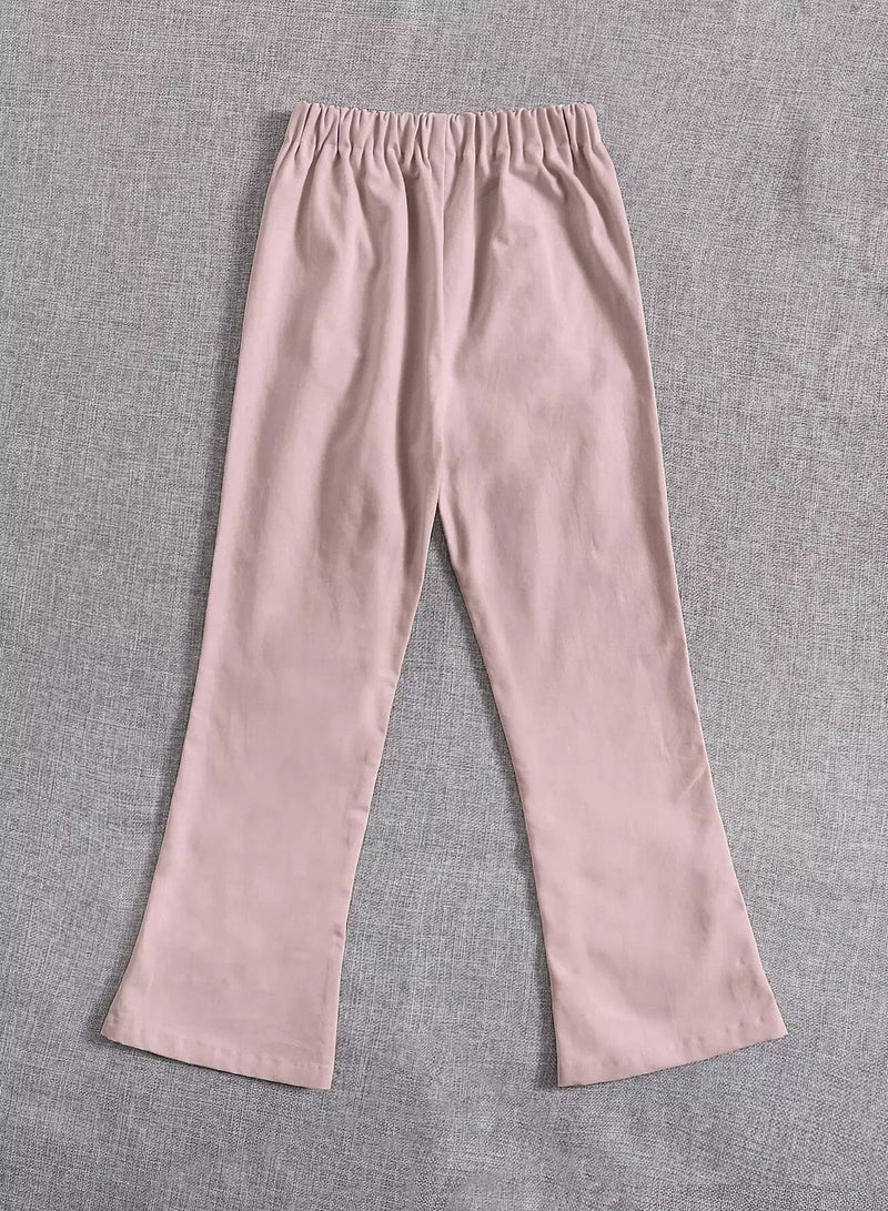 Girls Elastic Waist Fold Pleated Pants  - Image 2