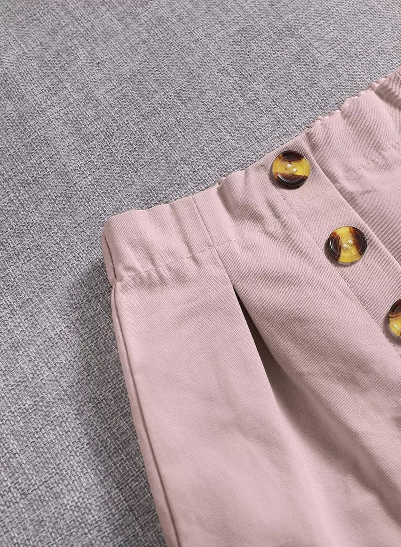 Girls Elastic Waist Fold Pleated Pants  - Image 4