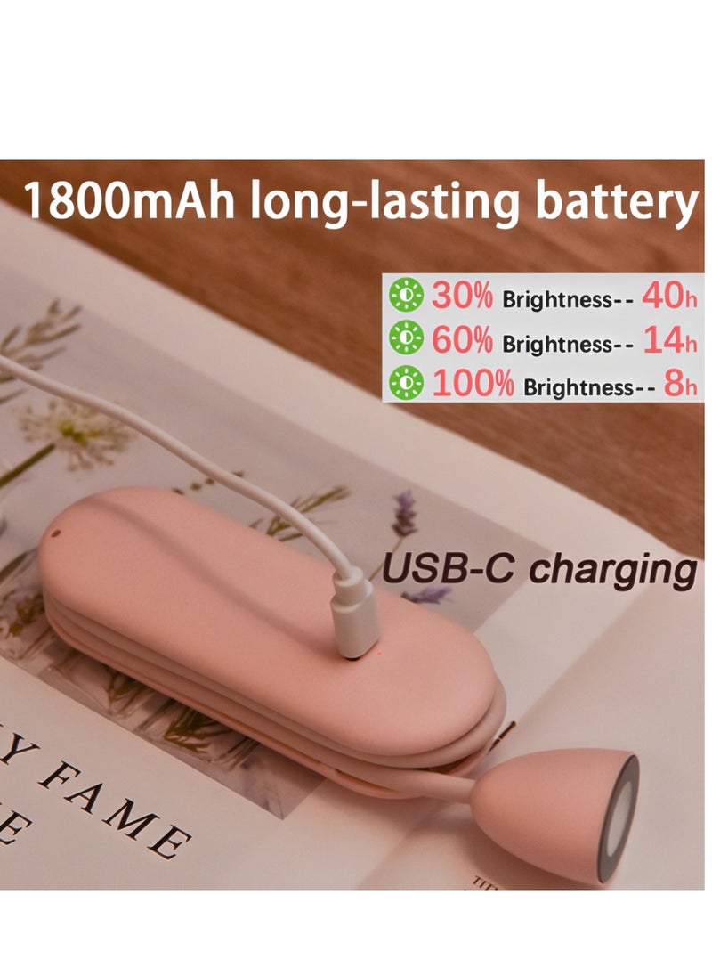 McmhyingPop 3-in-1 Book Lamp, Rechargeable Neck Reading light, Foldable Mini Desk Lamp, Night Light, Flashlight, Office Reading Lamp, 360-Degree Adjustable Flexible Gooseneck, Three Lighting Modes, 1800mAh Large Capacity Battery, Black  - Image 4