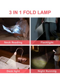 McmhyingPop 3-in-1 Book Lamp, Rechargeable Neck Reading light, Foldable Mini Desk Lamp, Night Light, Flashlight, Office Reading Lamp, 360-Degree Adjustable Flexible Gooseneck, Three Lighting Modes, 1800mAh Large Capacity Battery, Black  - Image 2