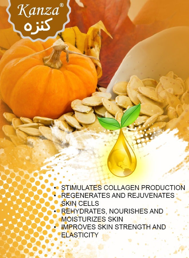 Kanza Pumpkin Seed Oil for Skin and Hair Growth Organic 100% Pure RAW Cold Pressed Pumpkin Seed Oil for Anti Aging Wrinkle Massage Oil Hair and Scalp Care Vitamin E Oil for Skin and Hair - Image 4
