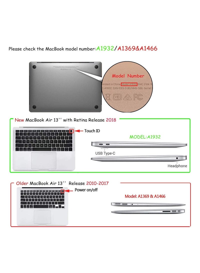 MacBook Air 13 inch Case 2019 2018 Release A1932 with Retina Display Plastic Hard Shell & Keyboard Cover & Screen Protector Only Compatible New MacBook Air 13 White - Image 2