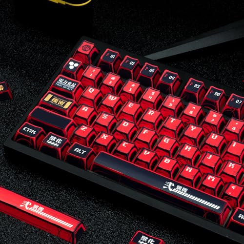 TIMSEKER 135-Key Manga Anime Keycaps Set, Black Red PBT Keycaps, Cherry Profile, Dye-Sub Custom Hand-Drawn Design, Compatible with ANSI Layout Mechanical Keyboards - Image 3
