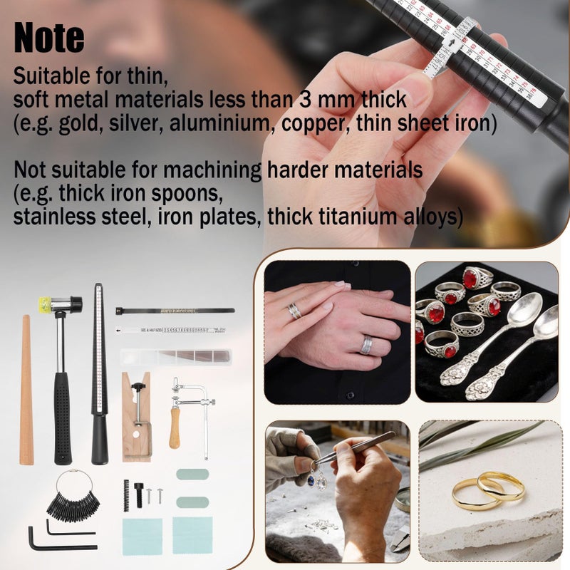 NURATIT Ring Bender Kit for Spoons, Ring Bender Tool, Spoon Rings Bending Machine with Nylon Mold, Ring Earring Bending Tool, 3 in 1 Jewelry Saw Bow and Measuring Tool for DIY Enthusiasts - Image 2