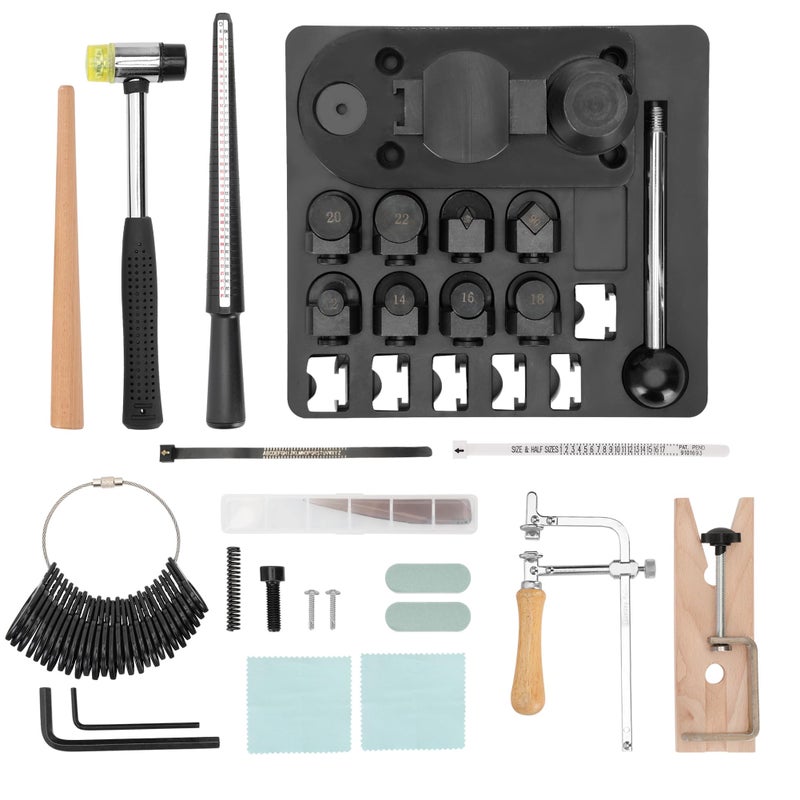 NURATIT Ring Bender Kit for Spoons, Ring Bender Tool, Spoon Rings Bending Machine with Nylon Mold, Ring Earring Bending Tool, 3 in 1 Jewelry Saw Bow and Measuring Tool for DIY Enthusiasts - Image 1