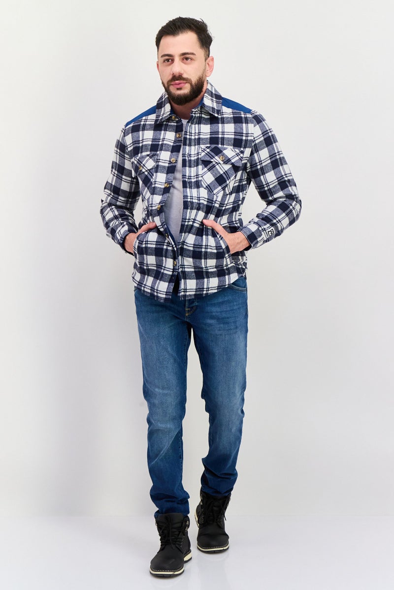 Avalanche Men Plaid Jacket Shirt, Navy - Image 4