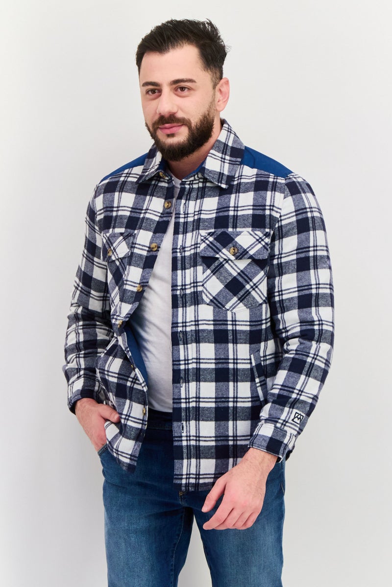 Avalanche Men Plaid Jacket Shirt, Navy - Image 1