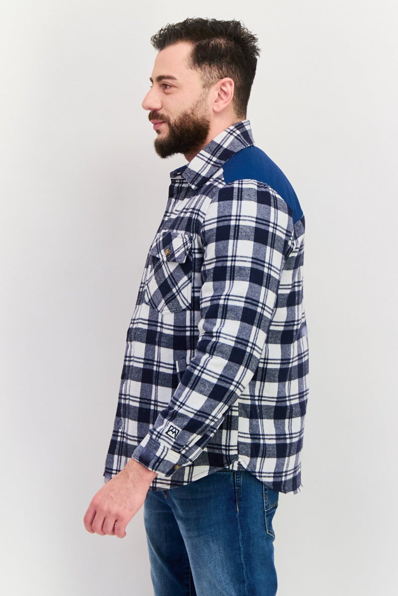 Avalanche Men Plaid Jacket Shirt, Navy - Image 3