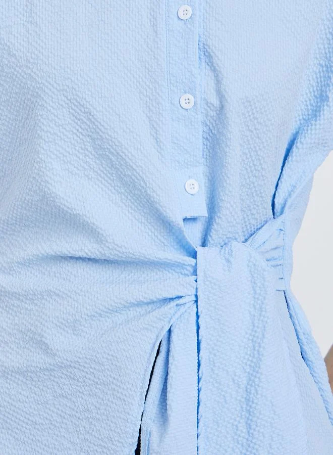 Take Two Take Two Textured Short Sleeve Wrap Top