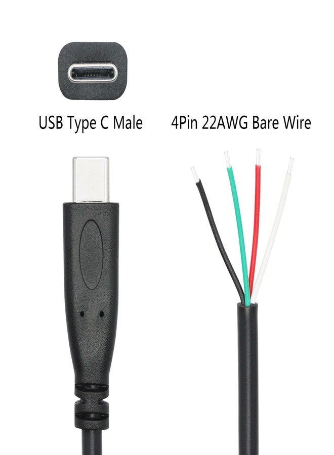 Maixbomr 4Pcs Short USB C to 4 Pin Bare Wire Open End Wire 11inch, 22AWG 5V/3A USB Type C Male Plug 4 Pin Pigtail Power and Data Cable, for USB Type C Equipment Installed or Replacement Repair DIY Cable - Image 4