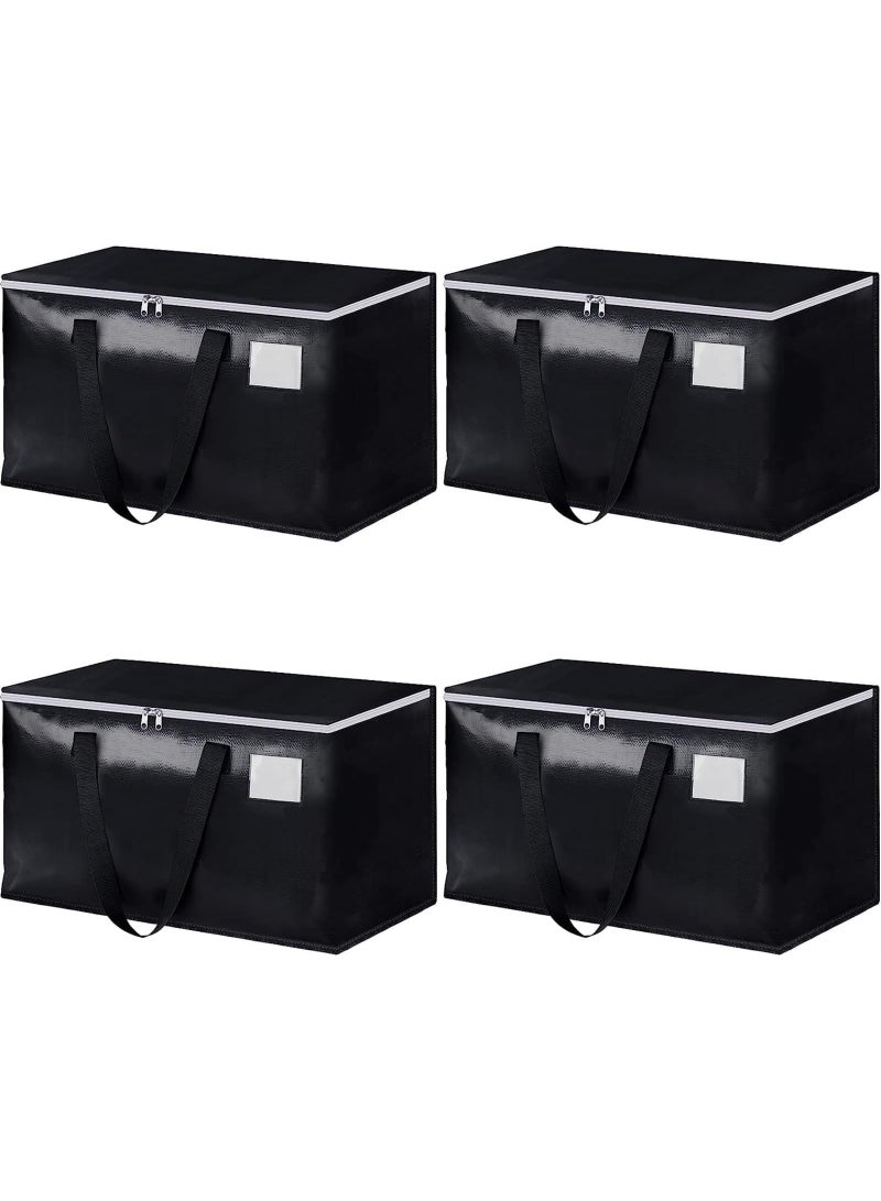 4 PCS Large Moving Storage Bags with Zippers, Reinforced Handles and Labeled Pockets - Collapsible and Space Saving-Totes, for Moving, Storage,Camping and Traveling, Color: Black  - Image 1