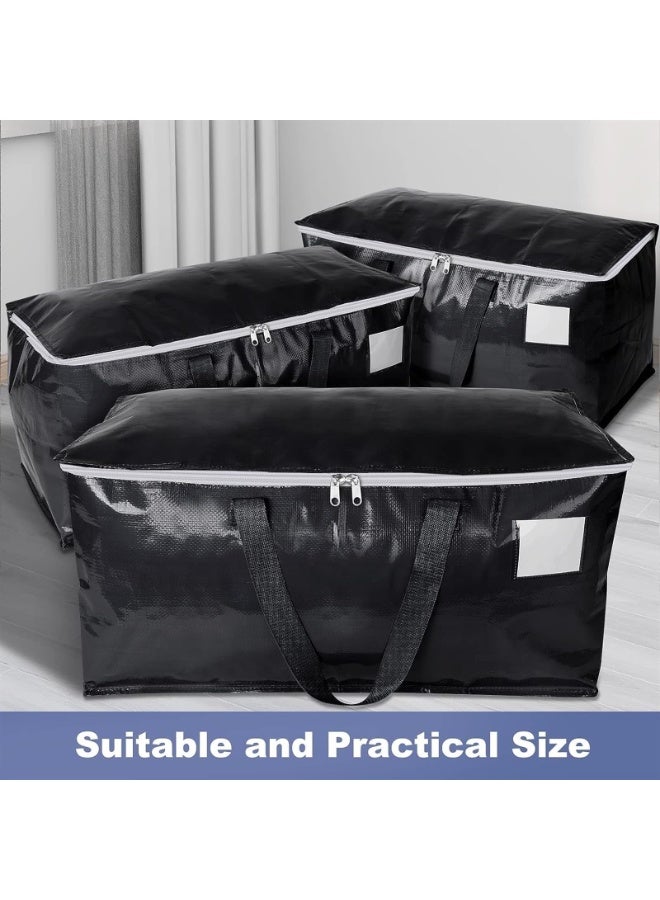 4 PCS Large Moving Storage Bags with Zippers, Reinforced Handles and Labeled Pockets - Collapsible and Space Saving-Totes, for Moving, Storage,Camping and Traveling, Color: Black  - Image 3