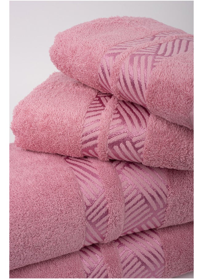 Towel 4 Piece Bathroom  Set - TRACK - 500 GSM - 100% Cotton Terry - Jacquard Border- 2 Bath  70X140 cm & 2 Hand  50x90 cm- Luxury Touch - Extra Absorbent-Pink - pzsku/Z8C59BD0EF156DB95B594Z/45/_/1718005527/780776f7-9ada-44dc-9917-45299e58a411